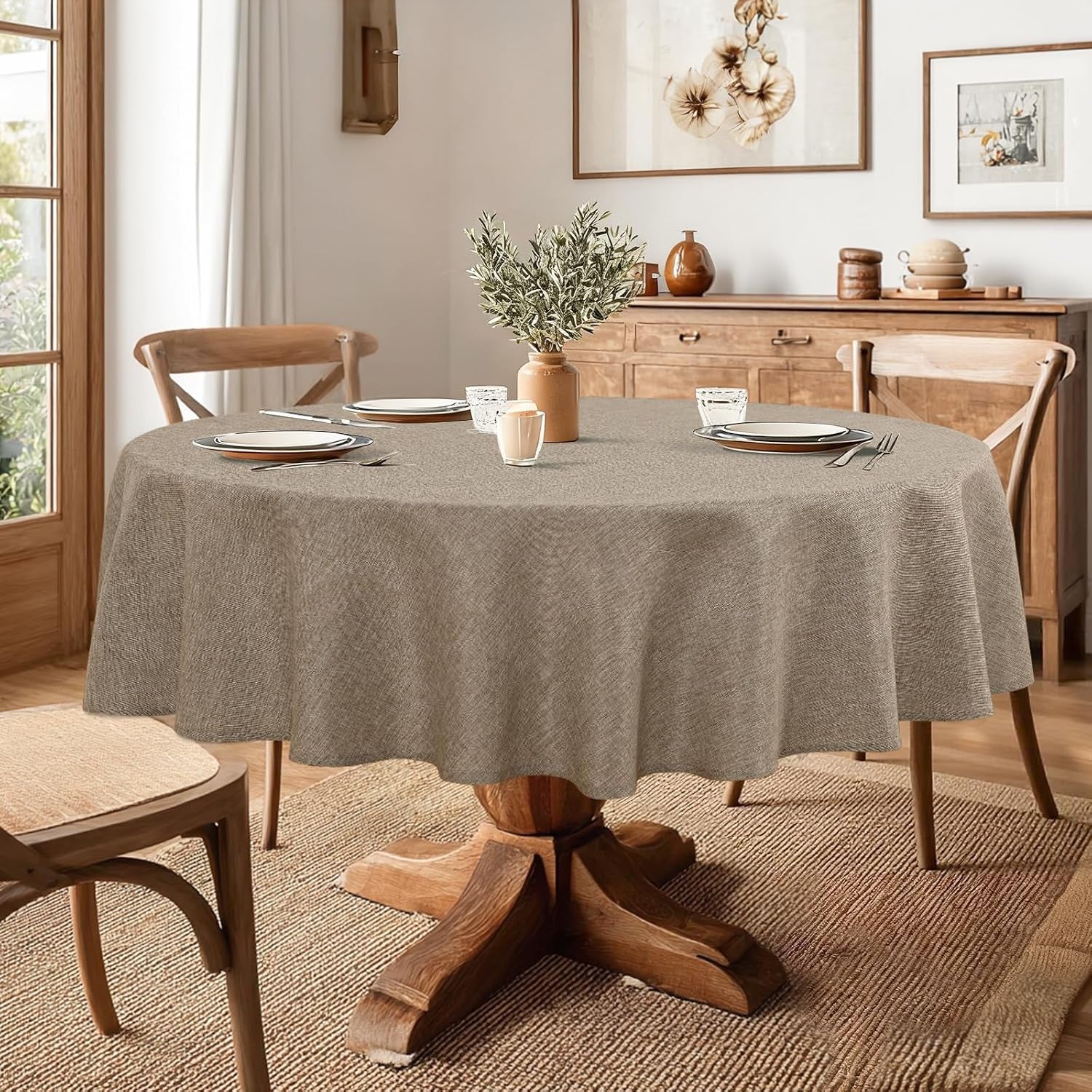 round-table-cloth-faux-linen-farmhouse-tablecloth-wrinkle-and-stain-resistant-decorative-fabric-table-cover-for-kitchen-dining-room-parties-and-camping-khaki-70-inch-round