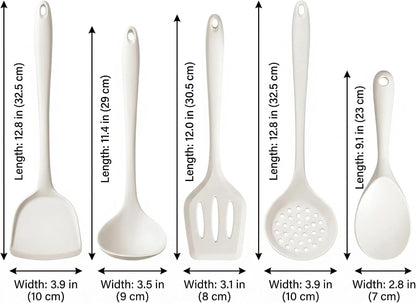 5 Piece Cooking Utensils Set, Cream5