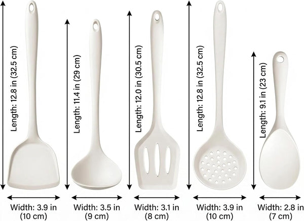 5 Piece Cooking Utensils Set, Cream5