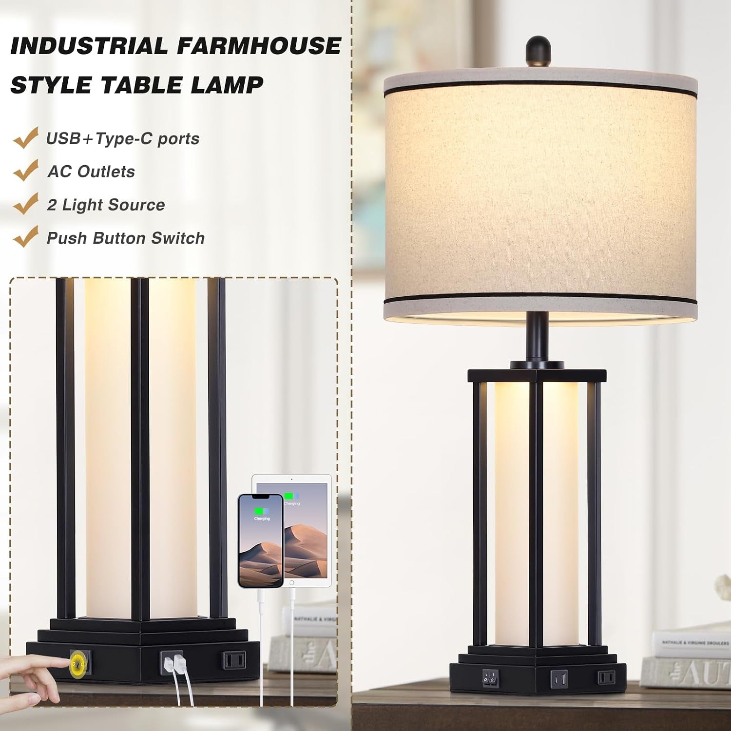 27-tall-vintage-table-lamp-set-of-2-with-usb-c-a-outlet-black-industrial-end-table-lamp-for-living-room-farmhouse-rustic-bedside-lamps-with-frosted-glass-night-light-for-bedroom-nightstand-black