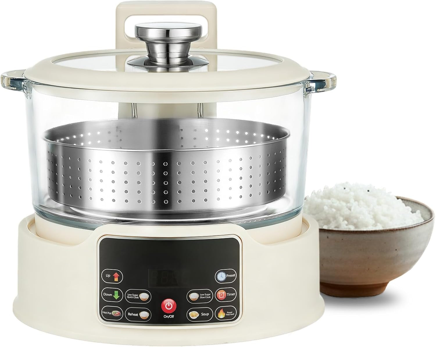 low-sugar-rice-cooker-multifunctional-low-carb-rice-cooke-r-with-auto-lift-basket-preset-timer-smart-glass-rice-cooker-with-steaming-boiling-and-hotpot-in-one-white