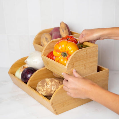 Potato and Onion Storage Bin, Stackable Bamboo Pantry Organizer and Storage8