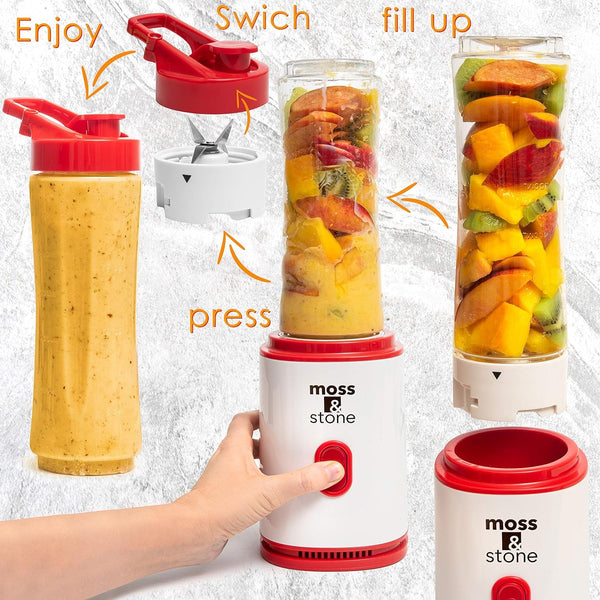 Single Serve Blender, White & Red, 20 Oz2