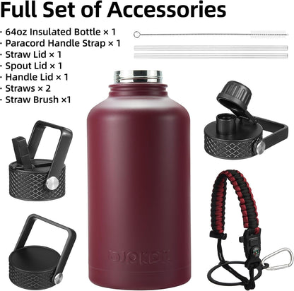 64Oz Insulated Water Bottle, Half Gallon Water Jug with Straw Lid3