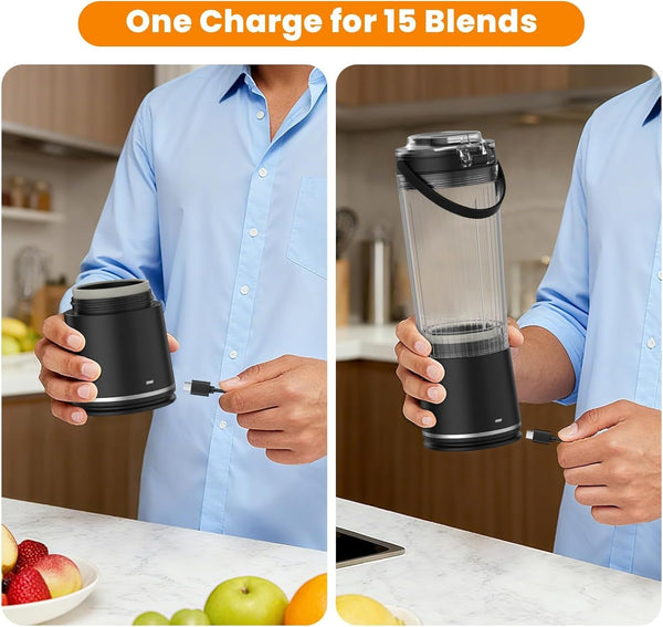 Personal Size Portable Blender for Shakes & Smoothies, 16Oz Mini Small Smoothie Blender with on Go Lid & Sip Lid, 26000RPM Rechargeable Cordless Electric Blender for Travel Gym Office (Black)6
