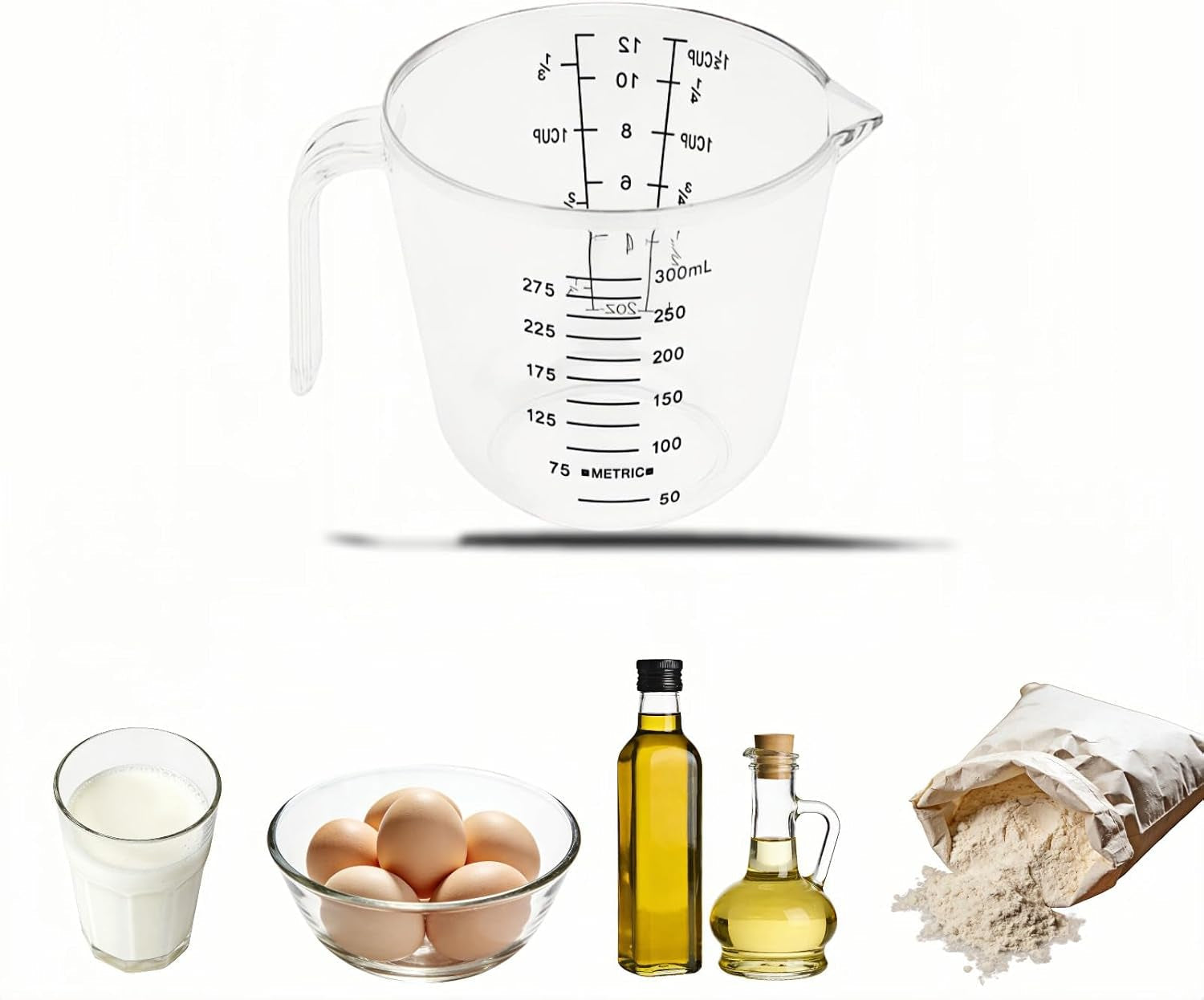 bpa-free-plastic-measuring-cup-300ml-1-cup-clear-with-dual-ml-cup-marks-heat-resistant-0-176-f-v-shaped-spout-for-drip-free-pouring-comfort-grip-handle-for-baking-cooking