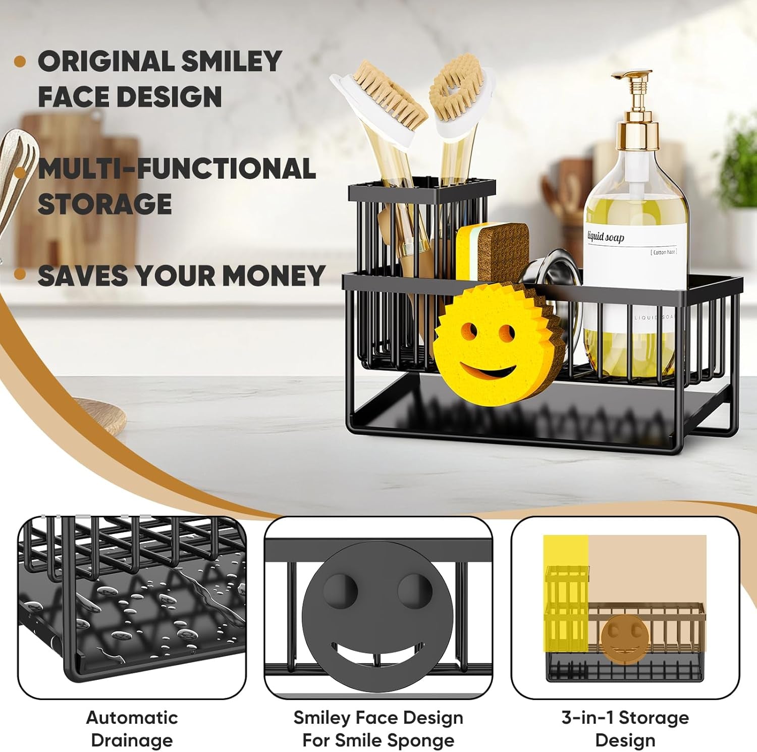 sponge-holder-for-kitchen-sink-smiley-face-sink-caddy-with-removable-brush-holder-self-draining-sponge-caddy-for-sponge-soap-dish-brush-scrubber-kitchen-essentials-and-gadgets