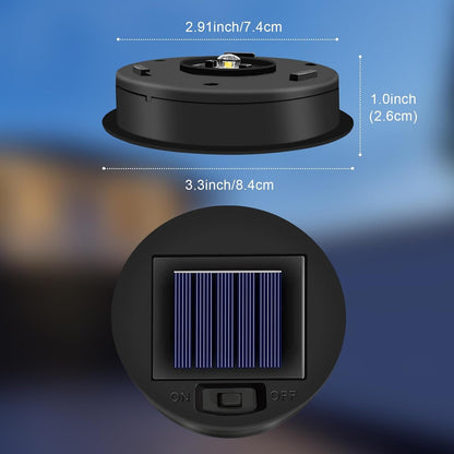 2 Pack Solar Lights Replacement Top, 3.3 Inch Top, 2.91 Inch Bottom, Waterproof, Warm White4