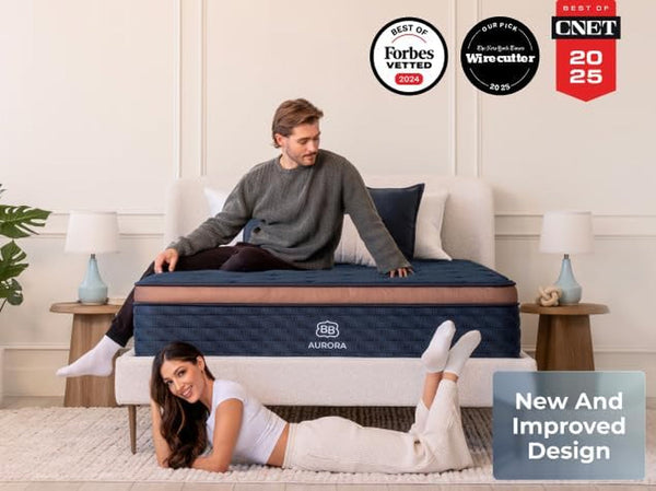 Brooklyn Bedding Aurora Luxe 14 Inch King Hybrid Mattress | Soft Feel | Cloud Pillowtop Upgrade | CERTIPUR-US Certified Foam2