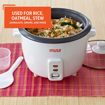 USA GAU-00012 Electric Nonstick Rice Cooker 5-Cup (Uncooked) 10-Cup (Cooked), White | Nonstick Removable Pot, Serving Spoon and Measuring Cup, Ideal for Oatmeal, Great for Small Kitchens6