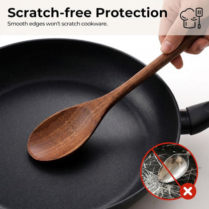 2 PCS Wooden Cooking Spoons, Natural Acacia Wood Kitchen Utensil4