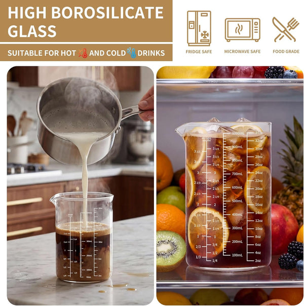 1000Ml Glass Measuring Cup with Markings Borosilicate3