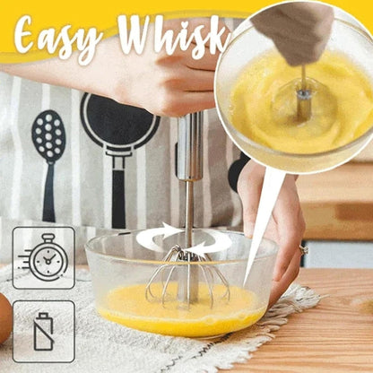 Handheld Mixer, Stainless Steel Semi-Automatic Whisk, Rotating Semi-Automatic Egg Beater, Hand Push Mixer Stirrer Tool for Cooking Kitchen Home Egg Milk3