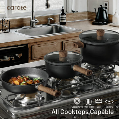44Pcs Pots and Pans, Nonstick Cookware Set with Bakeware | Induction Kitchen Cooking Set, Durable, Easy Food Release, Even Heating, with Knife Set6