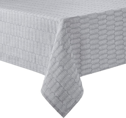 Honeycomb Modern Farmhouse Tablecloth, Charcoal Grey, 60"X102"1