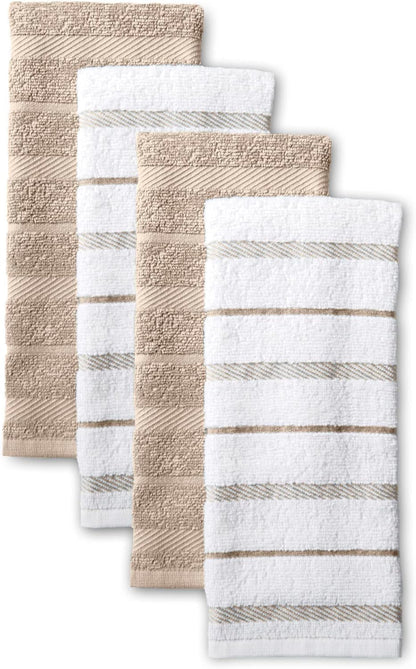 Albany Kitchen Towel 4-Pack Set, Milkshake Tan/White, 16"X26"1