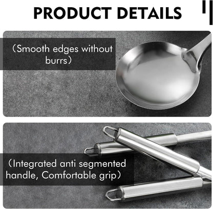 Cooking Utensils Set 2PCS 304 Stainless Steel Spatula and Large Cooking Spoon, Heavy Duty Metal Soup Ladle Long Handle Wok Spatula8
