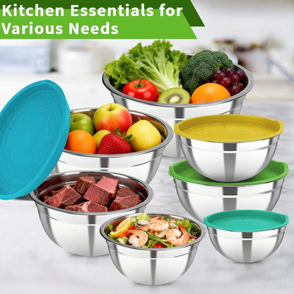 Stainless Steel Mixing Bowls with Color Lids, 7-Piece Set7