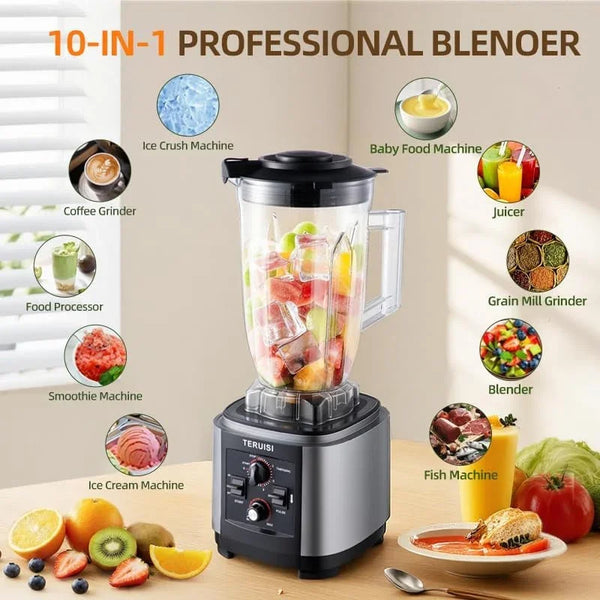 210 Oz / 6 L Commercial Blender, Heavy Duty Industrial Blender with Adjustable Speed & Timer Function, 2200W Countertop Blender with 23000RPM for Ice Crushing, Frozen Drinks, Milkshakes,110V2