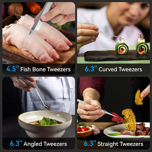 Stainless Steel Kitchen Tweezers Tongs for Cooking 6 Pcs5