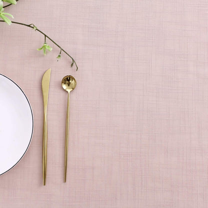 Lux Faux Linen Table Cloth with Slubby Texture Wrinkle Resistant Anti-Shrink Soft Tablecloth for Kitchen Dining Tabletop for Buffet Banquet Parties Event Dinner Rectangle 52 X 70 Inch Blush8