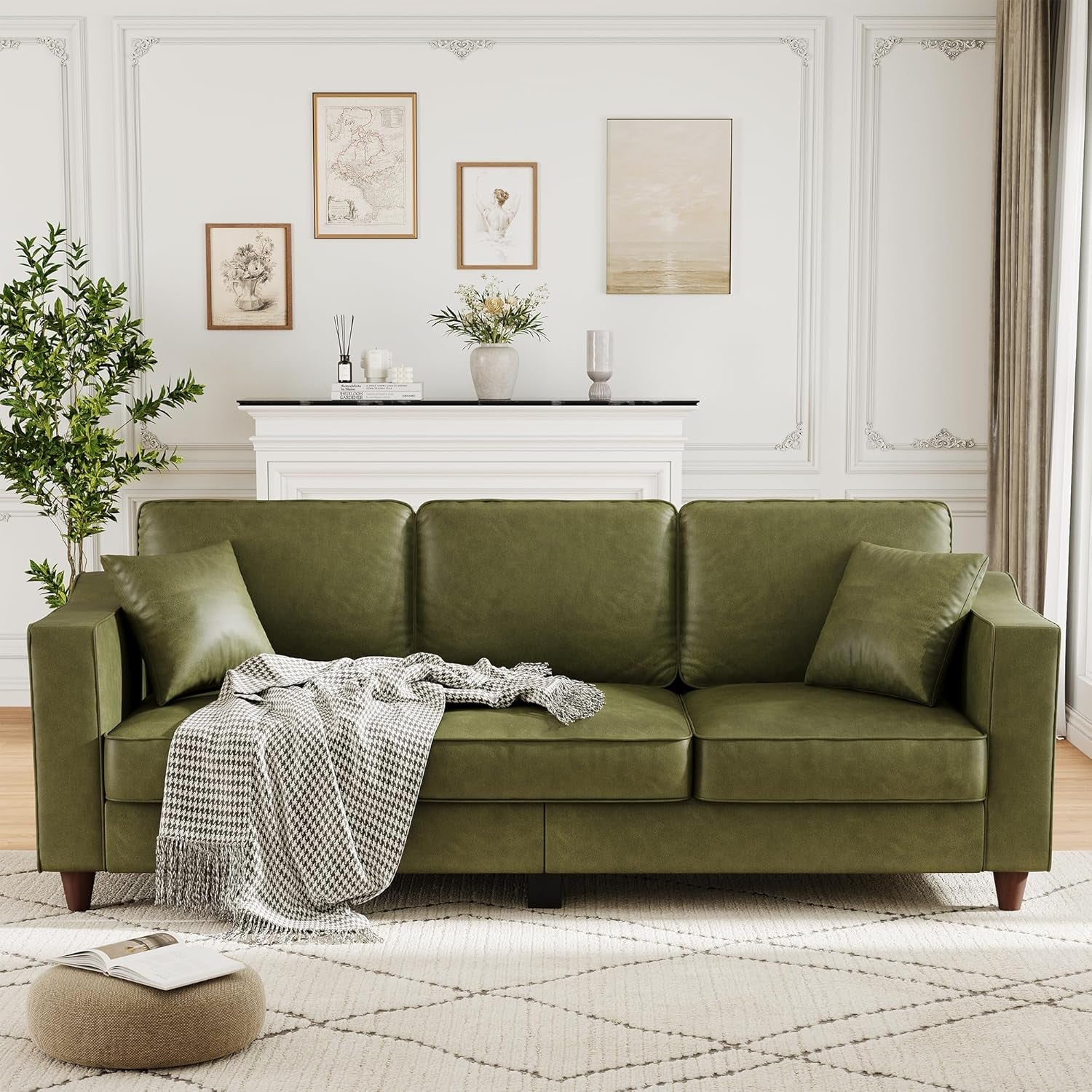 3-seater-faux-leather-couch-with-2-throw-pillows-sofa-couches-olive-green