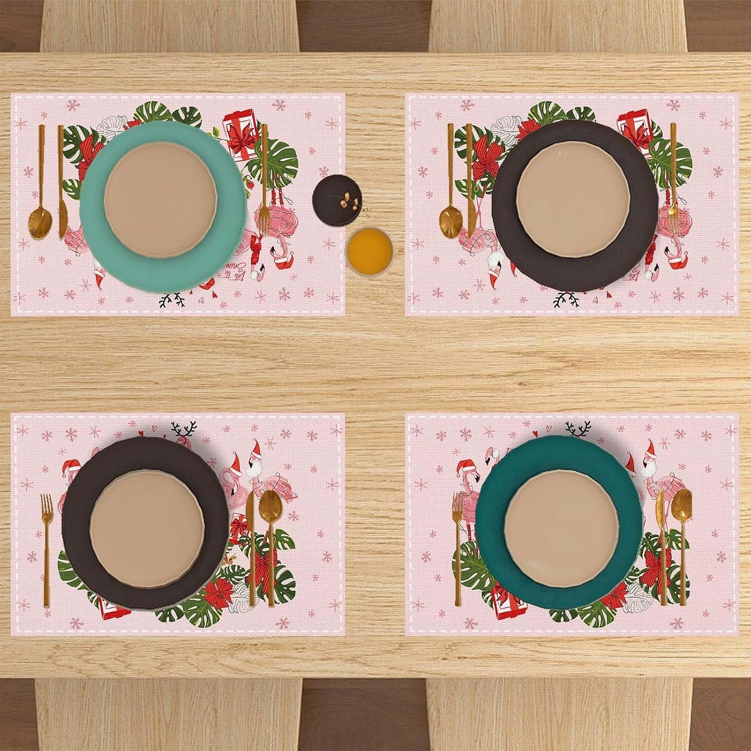 linen-pink-christmas-placemats-set-of-4-hawaiian-tropical-flamingo-christmas-xmas-winter-holiday-home-kitchen-table-decorations