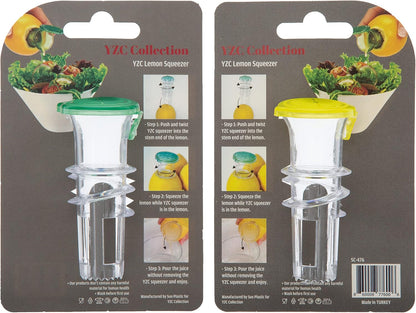 YZC Lemon Squeezer – 2-Pack Lemon-Juicer – Bpa-Free Plastic Lime Juicer– Compact Juice Extractor Citrus Press with Lid – Squeeze Lime for Cocktails, Drinks4