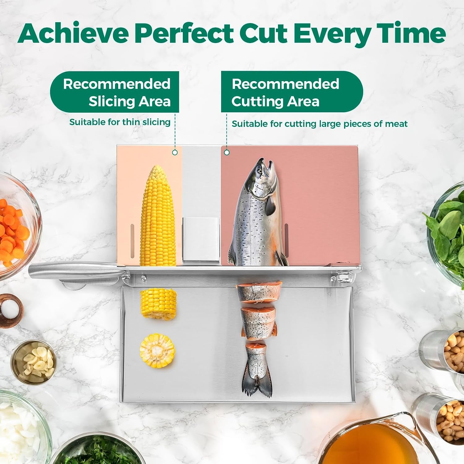 meat-bone-cutter-manual-meat-slicer-bone-cutting-knife-with-food-grade-stainless-steel-blade-and-food-catch-tray-beef-jerky-chicken-bone-cleaver-for-home-and-commercial-cooking-15-5-inches