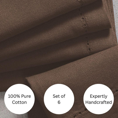 100% Cotton Solid Cloth Dinner Napkins - 18X18 Inch with Hemstitch & Mitered Corners - Soft, Reusable & Washable for Everyday Use & Special Occasions Christmas - Set of 6 Chocolate Brown2