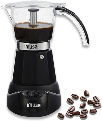 6 or 3 Cup Electric Espresso Maker with Cool-Touch Handle, Black | Bare Cast Aluminum Finish, Detachable Cool-Touch Base, Ideal for Cuban Coffee, Perfect for Entertaining1