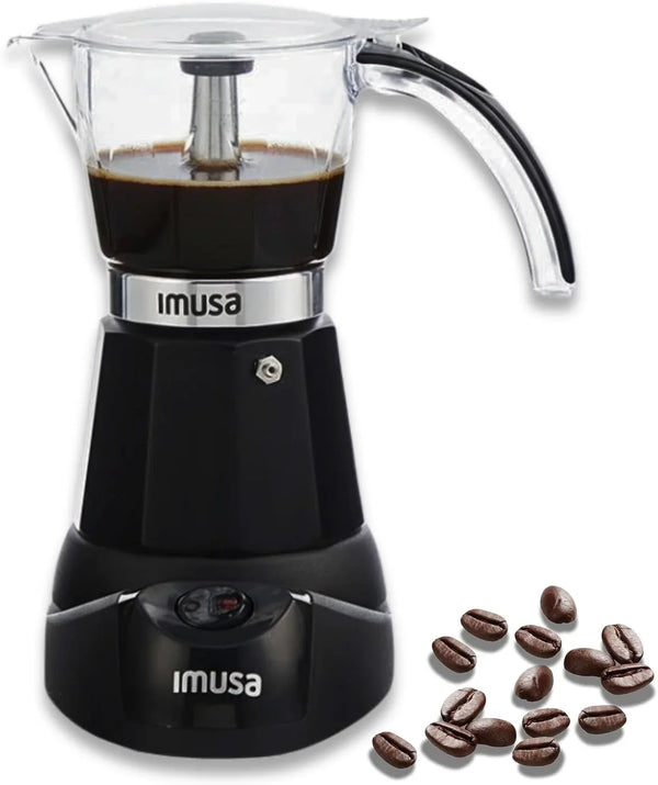 6 or 3 Cup Electric Espresso Maker with Cool-Touch Handle, Black | Bare Cast Aluminum Finish, Detachable Cool-Touch Base, Ideal for Cuban Coffee, Perfect for Entertaining1