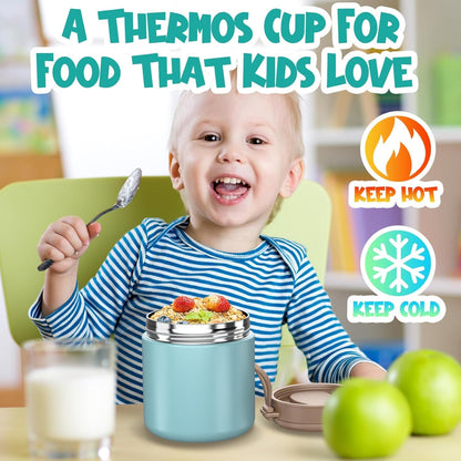 Thermo for Hot Food Kids - 15.2Oz with Folding Spoon and Silicone Handle6