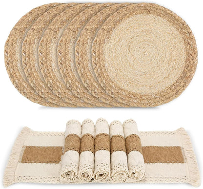 Placemats Set of 6 with 6 Pcs round Placemats and 6 Pcs Table Mats1