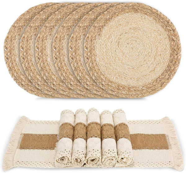 Placemats Set of 6 with 6 Pcs round Placemats and 6 Pcs Table Mats1