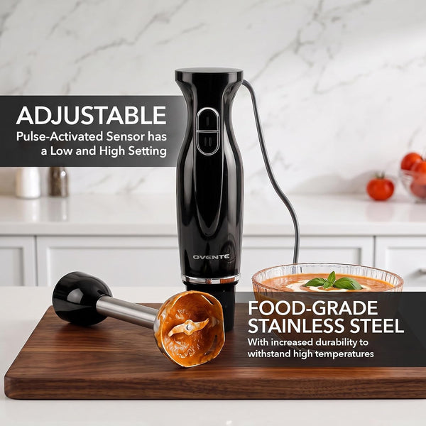 Electric Corded Hand Blender, 300W with 2 Mixing Speeds Black HS560B | Handheld Immersion Stick Mixer with Stainless Steel Blades for Smoothies, Purees & Baby Food5