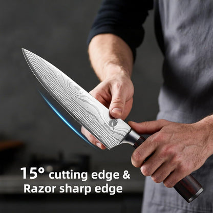 Kitchen Knife Set, 3 Piece Professional Chef Knife Set, High Carbon Stainless Steel Ultra Sharp Blade & Wooden Handle (3 Pcs)3