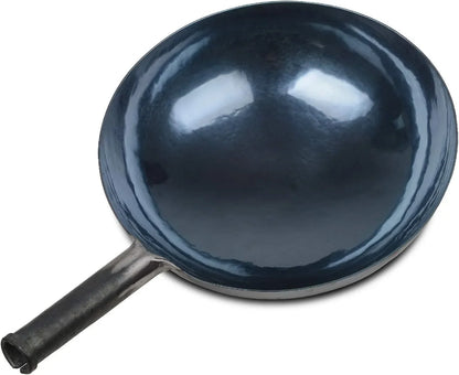 Zhensanhuan Chinese Hand Hammered Iron Woks and Stir Fry Pans, Non-Stick, No Coating, Less Oil, 章丘铁锅，Carbon Steel Pow (Seasoned 32CM)1