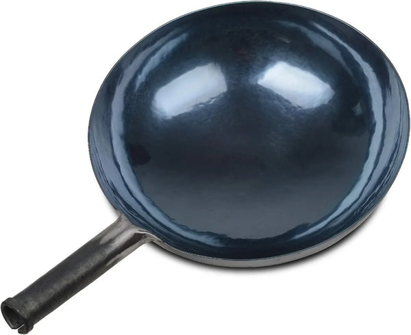 Zhensanhuan Chinese Hand Hammered Iron Woks and Stir Fry Pans, Non-Stick, No Coating, Less Oil, 章丘铁锅，Carbon Steel Pow (Seasoned 32CM)1