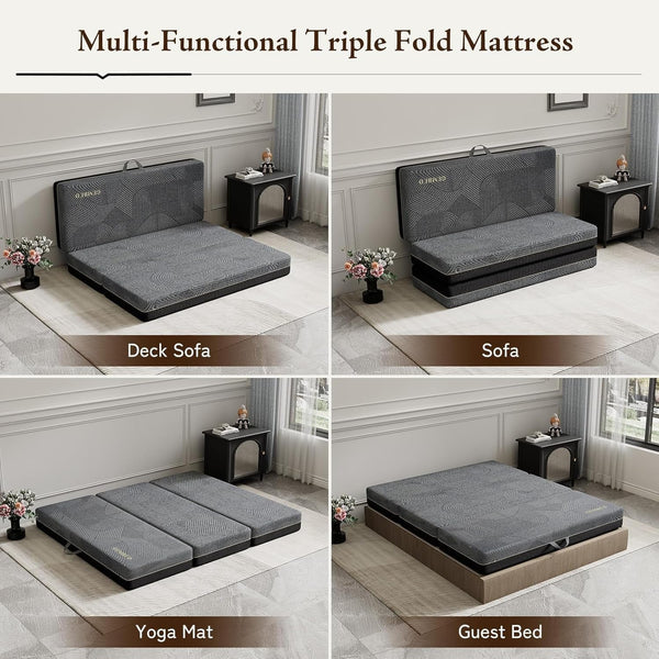 Tri Folding Mattress Queen Size - 6 Inch Foldable Floor Sofa Bed5