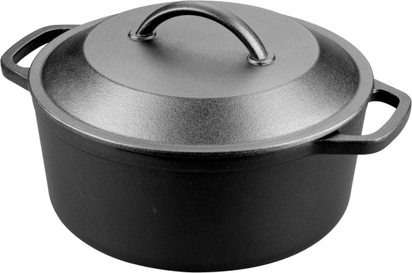 Pre-Seasoned Cast Iron Dutch Oven with Lid, round and Dual Handles, for Stovetop, Camping, Grill, Induction, Electric, Black, 3 Qt9