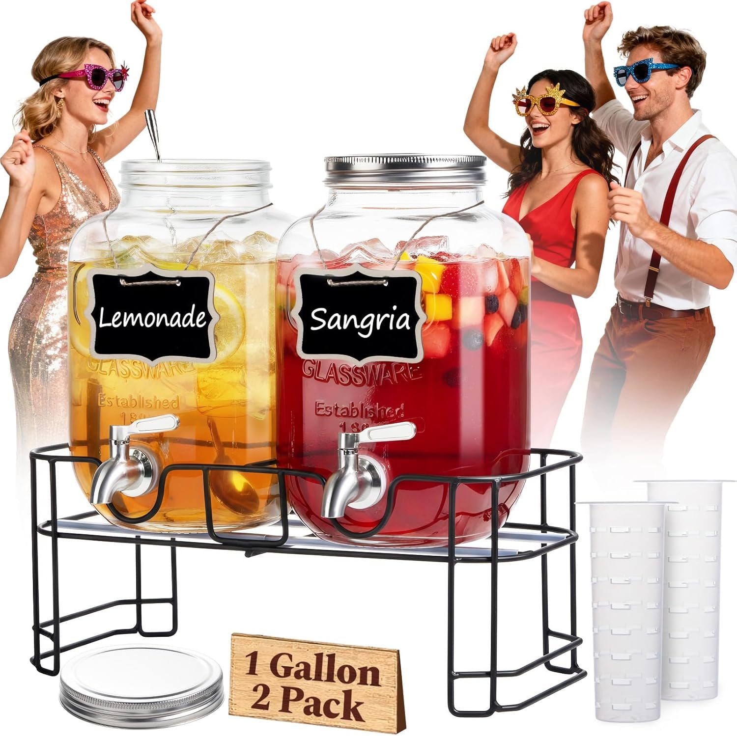 1-gallon-glass-drink-dispensers-for-parties-2-pack-leakproof-beverage-dispenser-with-stand-18-10-stainless-steel-spigot-filter-for-lemonade-juice-sun-tea-punch-all-dishwasher-safe
