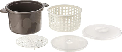 Prep Solutions by  Microwaveable Rice and Pasta Cooker-17 Piece Set Includes Measuring Spoons and Cups, Rice Paddle, Steaming Insert, Pasta Measurer and Locking Lid-12 Cup Capacity BPA FREE, Gray2
