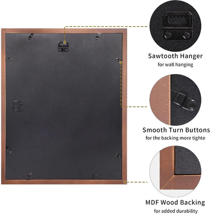 4X6 or 5X7 Picture Frames, Rustic Brown Wooden Frame with Real Glass, Displays Pictures Five 4X6 with Mat or 5Pcs 5X7 without Mat for Wall Mounting, Photo Collage Frame7