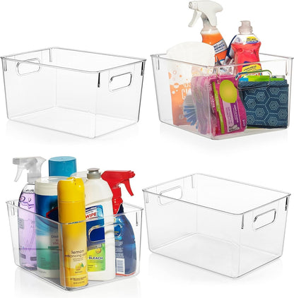 Clear Plastic Storage Bins – Pantry Organizers & Storage Containers, Cabinet Organizer - Home Organization Must Haves for Kitchen, Laundry Room, Office, Closet, Garage & Freezer1