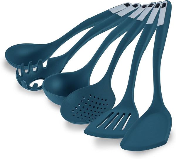 Silicone Utensil Set Pack of 1 Non-Slip Handle 6-Piece Kitchen Tool Set, Heat-Resistant Dishwasher-Friendly Cooking Accessories, Durable Teal Cooking Utensils2