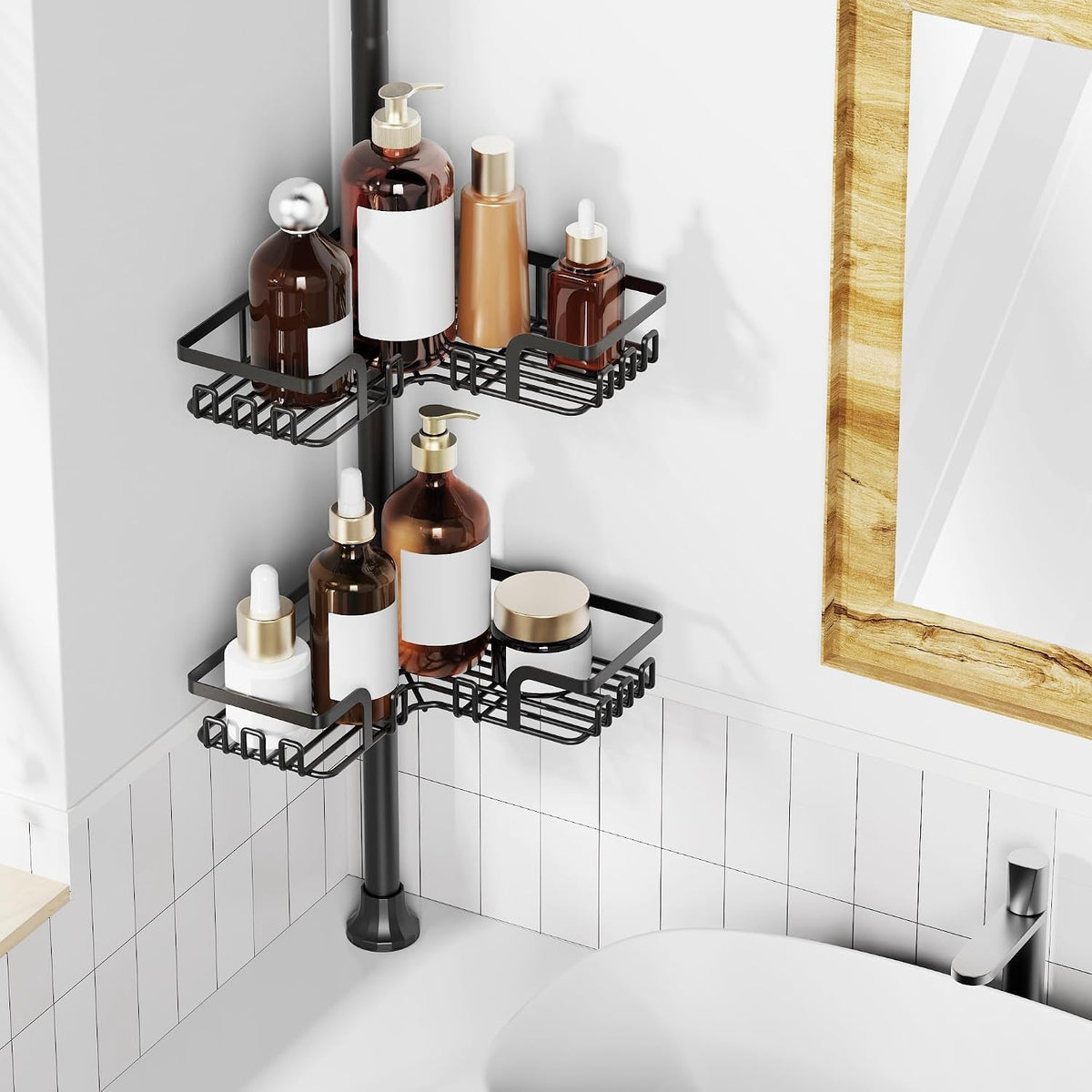 tension-pole-shower-caddy-corner-for-bathroom-adjustable-25in-114in-floor-to-ceiling-standing-shower-tension-rod-organizer-4-tier-storage-shelves-with-hooks-black