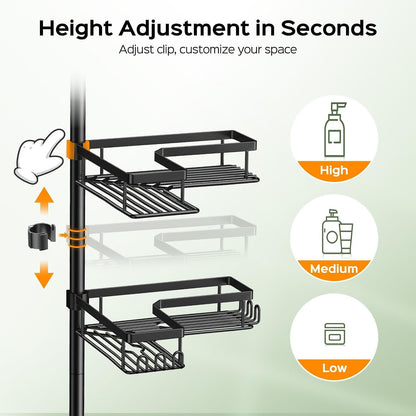 Shower Caddy Tension Pole: Corner Bathroom Organizer for Renters4