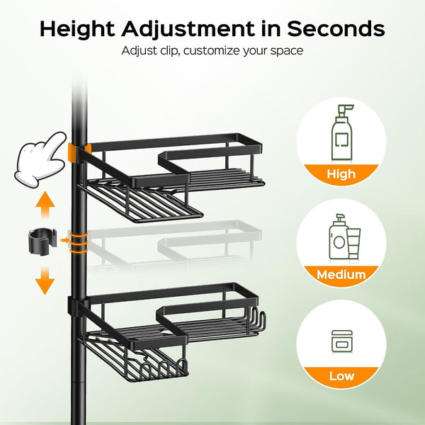 Shower Caddy Tension Pole: Corner Bathroom Organizer for Renters4