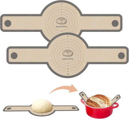 Sourdough Silicone Bread Sling for Dutch Oven, 2 Pack | Long Handles for Dough Transfer, Nonstick Bread Release, Dishwasher Cleanup, Flexible Reusable Design, Round, Gray1